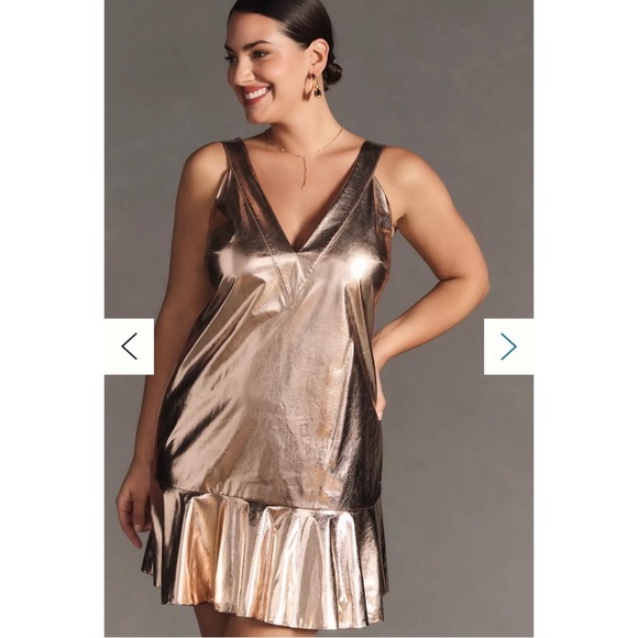 NWT Anthropologie Mare Mare Metallic V-Neck Dress Party Cocktail Evening Wedding - Picture 8 of 12